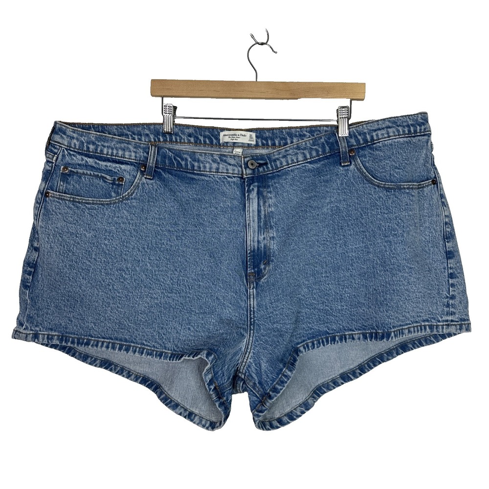 Abercrombie & Fitch Curve Love High Rise Mom Short Women Plus Size‎ 24 Blue NWOT